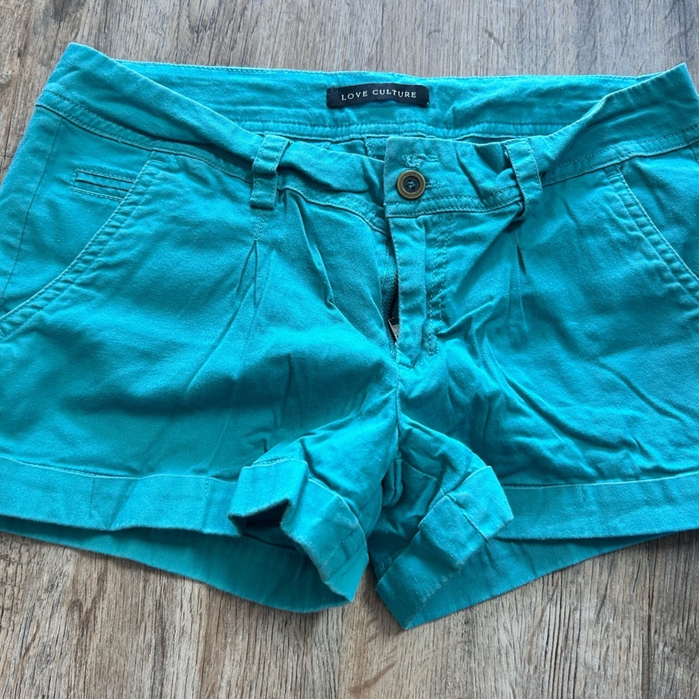 Love Culture Teal Cargo Shorts Relaxed Fit